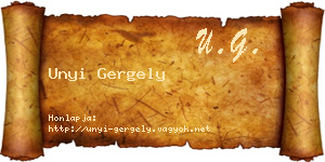 Unyi Gergely névjegykártya